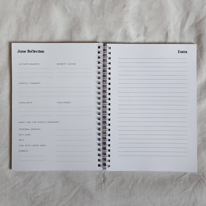 month reflection page for 2025 conscious mae diary planner